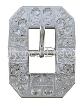 Clear Bright Silver European Crystal Square Cart Buckle