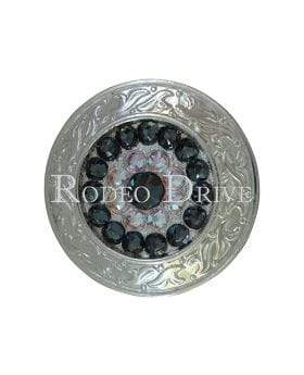 Jet &amp; AB Bright Silver 1.5" Disc European Crystal Concho