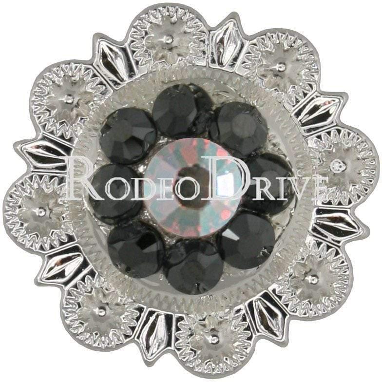 Jet &amp; AB Bright Silver 1" European Crystal Concho