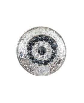 Jet &amp; Clear Bright Silver 1.5" Disc European Crystal Concho