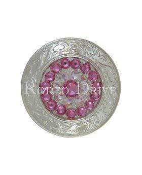 Pink &amp; AB Bright Silver 1.5" Disc European Crystal Concho