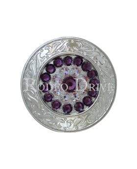 Purple &amp; AB Bright Silver 1.5" Disc European Crystal Concho