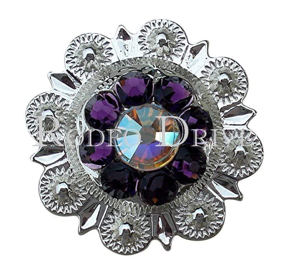 Purple &amp; AB Bright Silver 1" European Crystal Concho