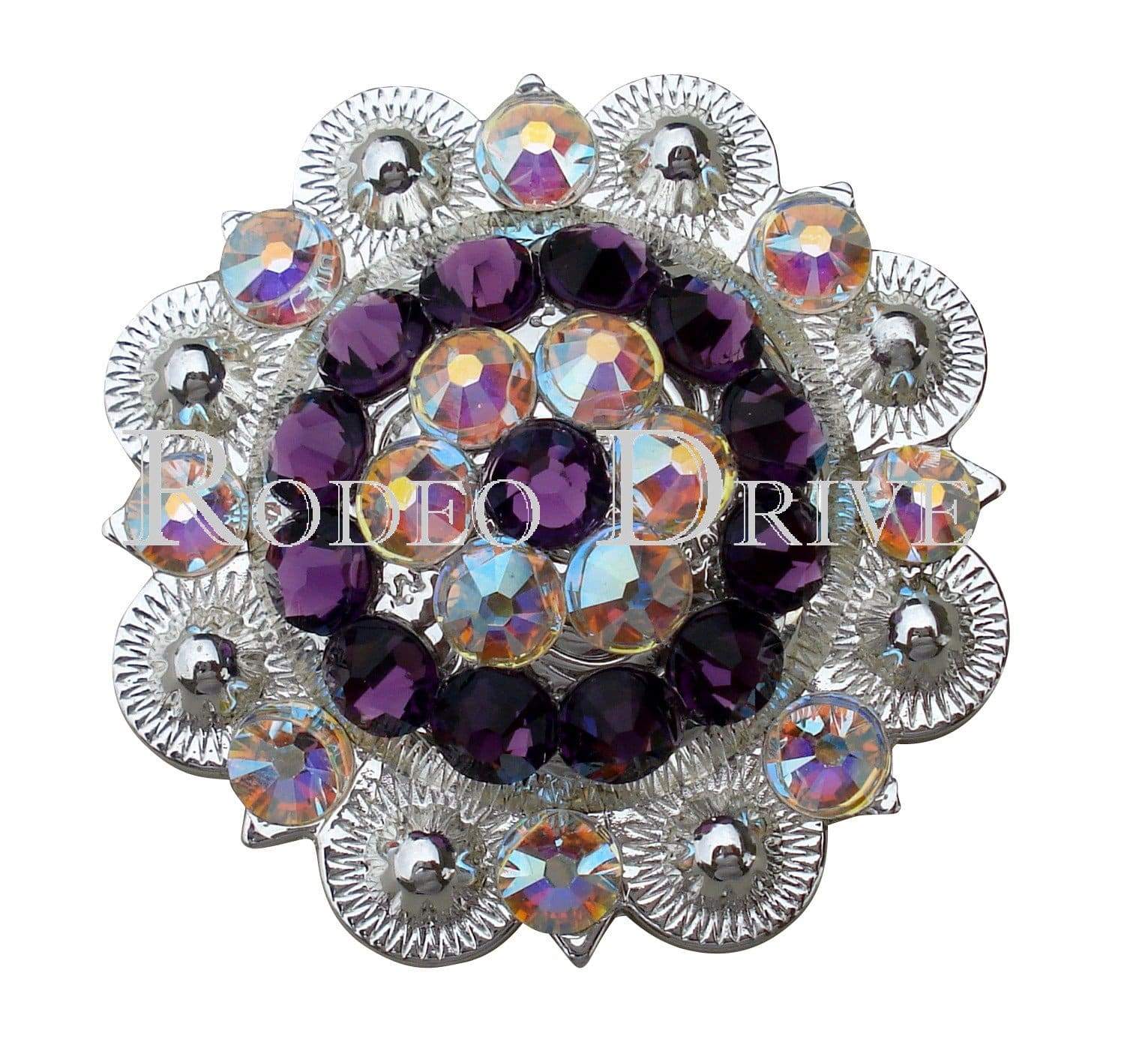 Purple &amp; AB Bright Silver 2" European Crystal Concho