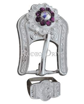 Purple &amp; AB Bright Silver European Crystal Buckle Keeper Set