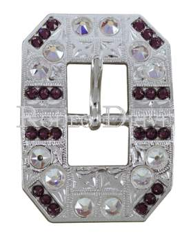 Purple &amp; AB Bright Silver European Crystal Square Cart Buckle