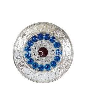 Red White &amp; Blue Bright Silver 1.5" Disc European Crystal Concho