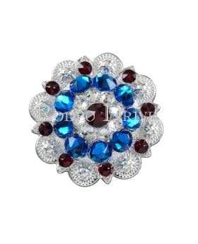 Red White &amp; Blue Bright Silver 1.5" European Crystal Concho
