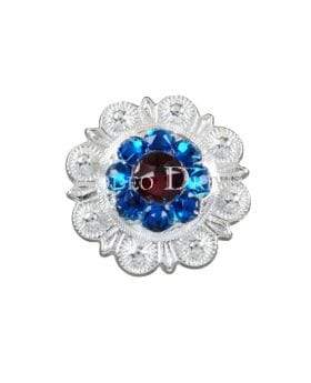 Red &amp; Blue Bright Silver 1" European Crystal Concho