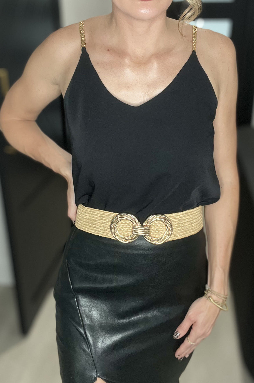 Metal Buckle Stretch Straw Belt -clearance