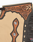 HILASON Western Pro Rodeo Bronc Bull Riding Leather Chinks | Handmade Chaps for Adults Hand Tooled Adult