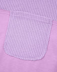 Colorblock Waffle Knit Patchwork Long Sleeve Top