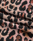 Leopard Mesh Patchwork V-Neck 3/4 Sleeve Swimsuit