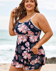Plus Size Ribbed Contrast Trim Tankini Swimsuit Set