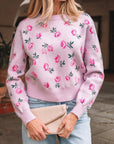 Floral Drop Shoulder Cropped Sweater