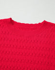 Solid Knit Ribbed Cuff Crewneck Sweater