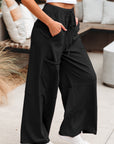 Mineral Wash Reverse Seam Drawstring Elastic Waist Pants
