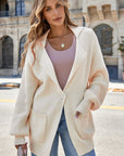 Solid Lapel Collar Single Button Sweater Cardigan