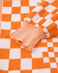 Plus Size Checker Drop Shoulder Open Front Cardigan