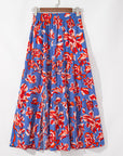 Boho Floral Tiered Side Slit Maxi Skirt