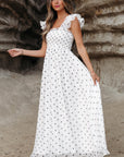 Sarai Polka Dot Smocked Maxi Dress