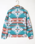 Western Aztec Quarter-Zip Elastic Cuffs Sweatshirt