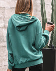 Solid Half-Zip Kangaroo Pocket Baggy Hoodie