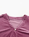 Plus Size Textured Velvet Buttoned Tiered Dress