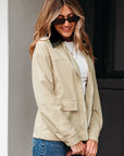 Textured Zip-Up Collared Faux Leather Jacket