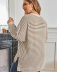 Plus Size Stripe Textured Dolman Sleeve Top