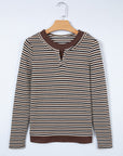 Stripe Textured Knit Long Sleeve T-Shirt