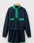 Colorblock Patchwork Pullover and Shorts Set