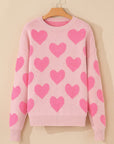 Cali Heart Jacquard Knit Sweater