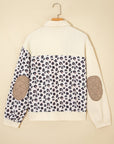Leopard Waffle Quilted Patchwork Button Front Jacket