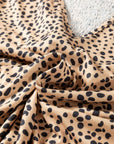 Cheetah Frilled V-Neck Short Sleeve Blouse