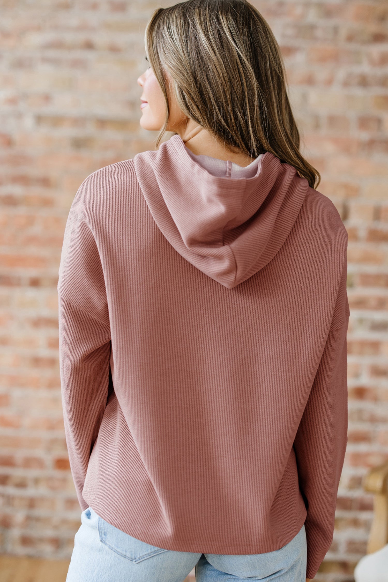 Ribbed Knit Leopard &amp; Lace Drawstring Hoodie