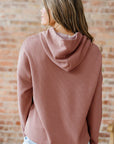 Ribbed Knit Leopard & Lace Drawstring Hoodie
