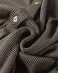 Waffle Knit Pleated Drop Shoulder Shirt Dress