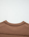 Solid Corded Knit Long Sleeve Top