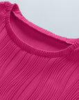 Plus Size Solid Wavy Textured Short Sleeve Tee