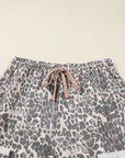 Plus Size Leopard Patch Pocket Drawstring Pants