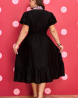Plus Size Leopard Ruffle V-Neck Smocked Waist Dress