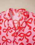 Bow Long Sleeve Top and Pants Pajama Set