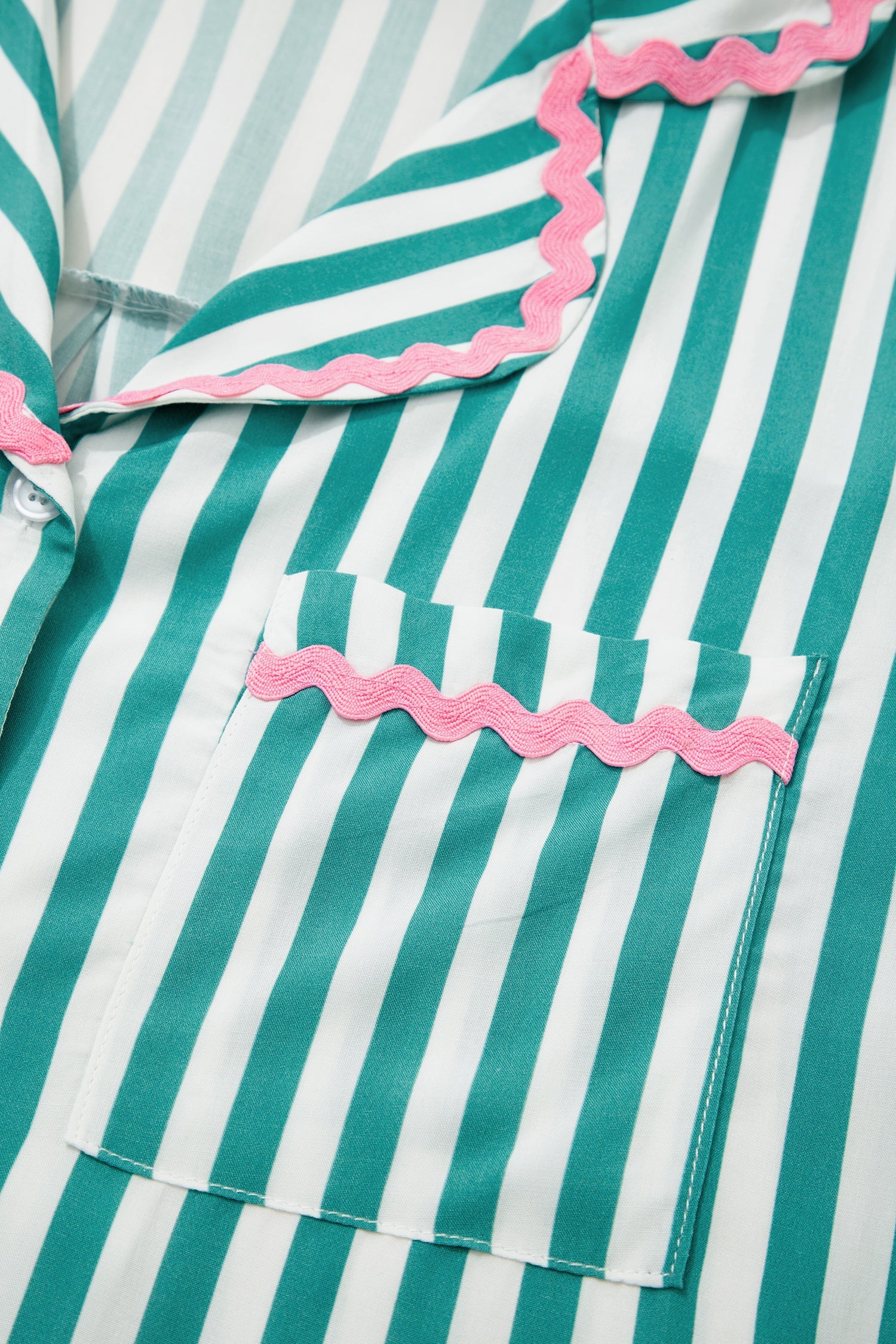 Stripe Ricrac Trim Shirt &amp; Drawstring Shorts Set