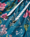 Floral Stripe Patchwork Long Puff Sleeve Blouse