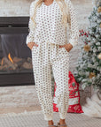 Polka Dot Waffle Knit Top and Pants Lounge Set