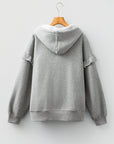 Contrast Rope Drawstring Ruffle Drop Shoulder Hoodie