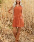 Molly Corduroy Western Embroidered Patched Pocket Mini Dress
