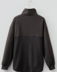 Waffle Knit Patchwork Half-Zip Sweatshirt