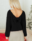 Bow Tie Backless Bubble Sleeve Sweater